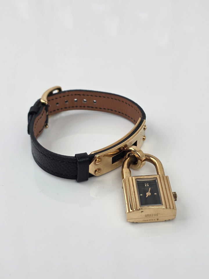 Hermès Kelly Watch ✨｜Iconic Padlock Design × Black Dial × Classic Leather Strap