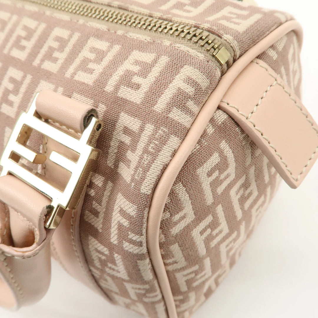 FENDI Zucchino Canvas Leather Mini Boston Bag Pink 8BL071 Used