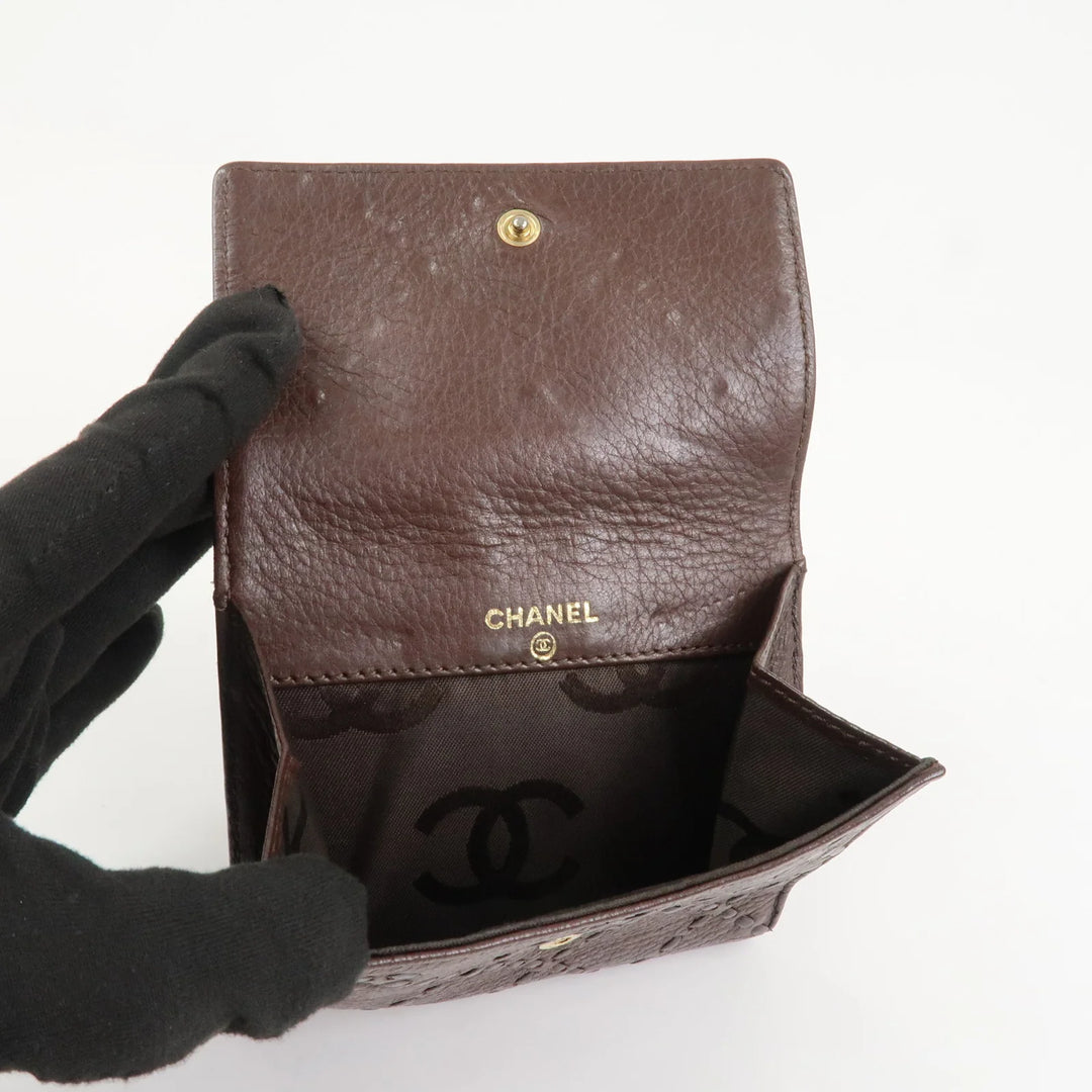 CHANEL COCO Mark Wild Stitch Caviarskin Compact Tri-fold Wallet