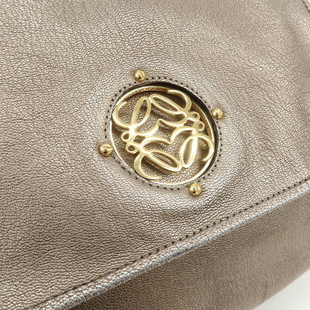 LOEWE Anagram Maia Logo Leather 2Way Bag Shoulder Bag Hand Bag Gold