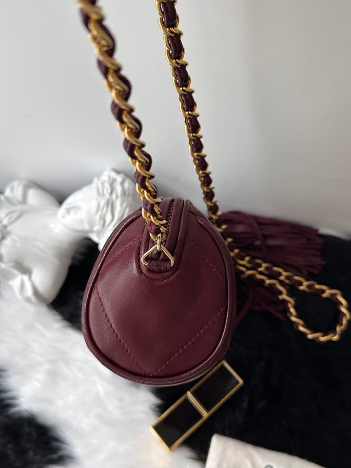 Chanel Mini Boston Chain Bag ❤️✨｜Quilted CC Logo・Tassel Detail・Rare Mini Size