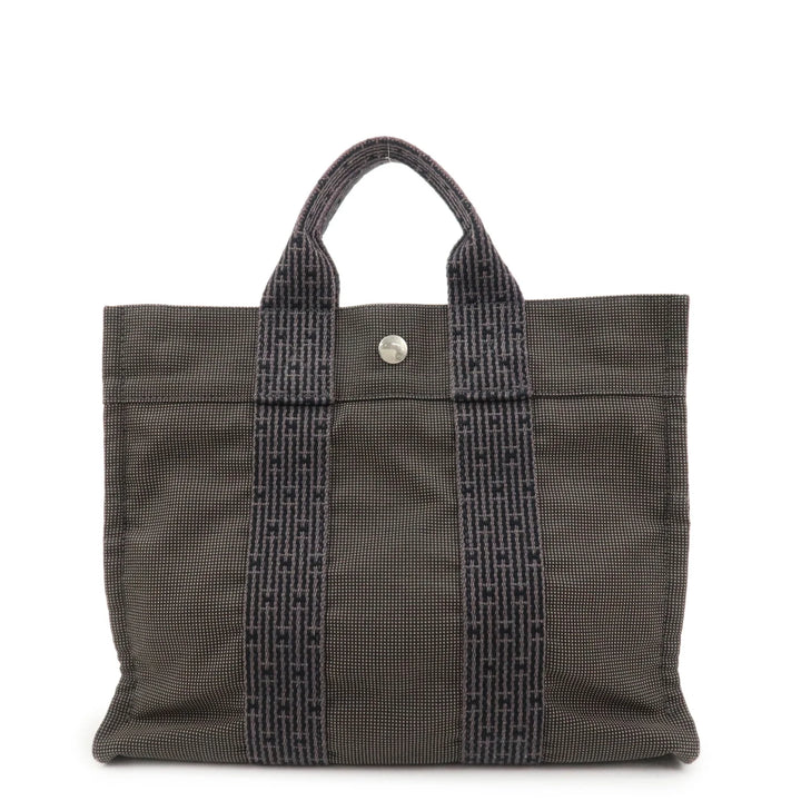 Hermes Herline PM Nylon Canvas Tote Bag Hand Bag Black