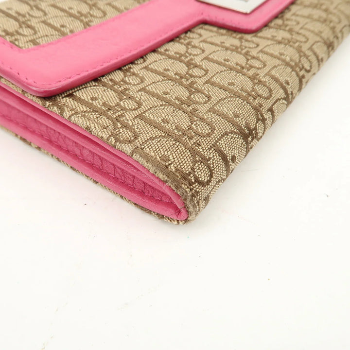 Christian Dior Trotter Street Chic Canvas Leather Long Wallet Pink
