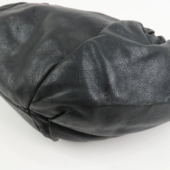 Ferragamo Leather Patent Leather Shoulder Bag Hand Bag Black