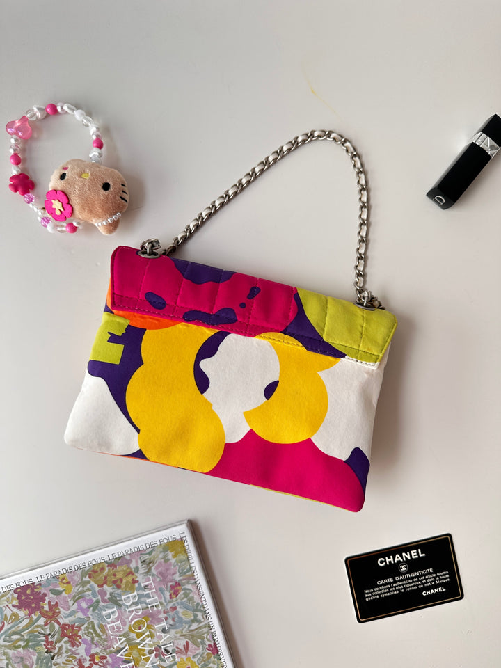 Chanel Multicolor Quilted Chain Flap Bag 💜💚｜Keyboard Logo Detail・Artistic Patchwork・Playful Mini Size