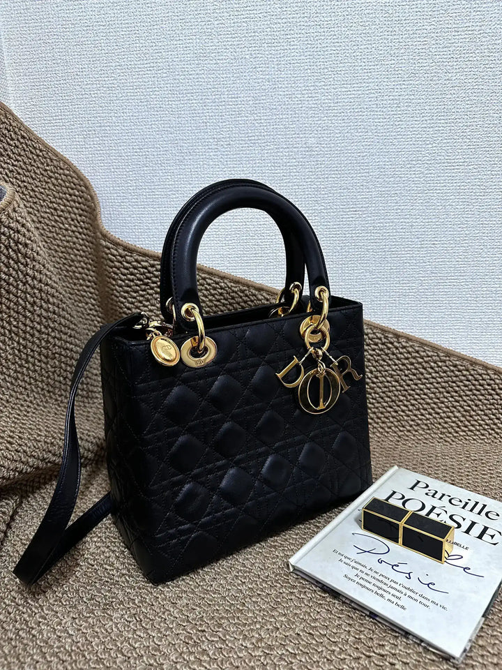 DIOR Lady Dior Lambskin Handbag（Black × Gold Hardware）｜Timeless Icon × Collector’s Gem 🖤✨