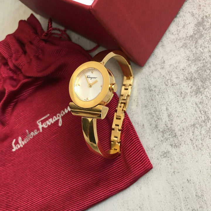 FERRAGAMO Gold-Tone Bangle Watch｜Rare Vintage × Timeless Shine ✨💛