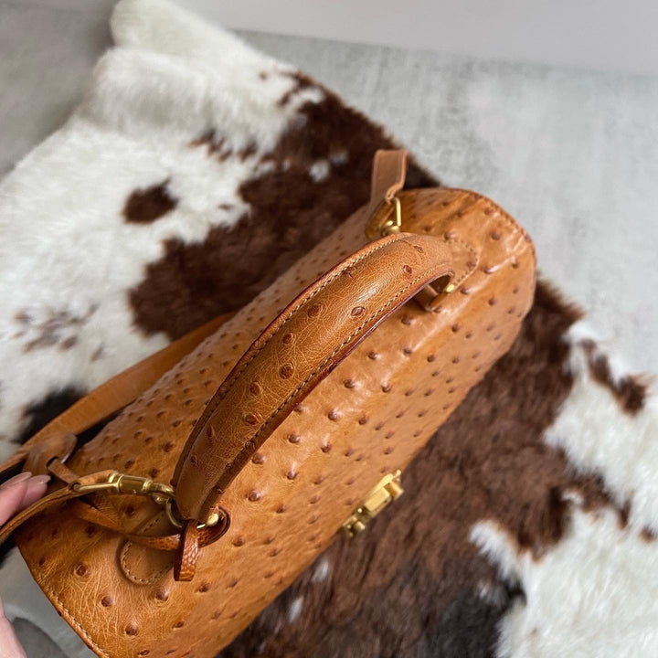 GUCCI Ostrich Leather Kelly Bag in Caramel｜Rare Ostrich Elegance × Statement Occasion Style 🧡