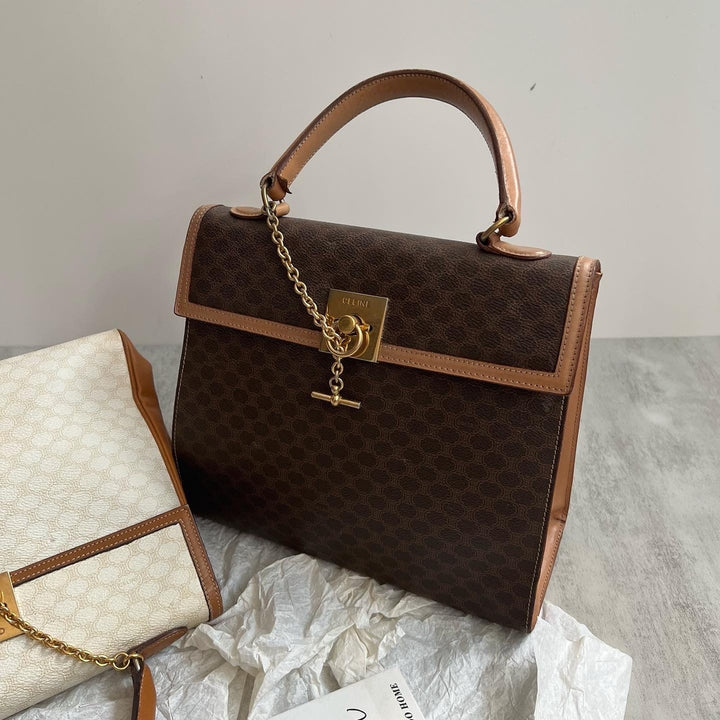 CELINE Watch Chain Kelly Bag（Brown Triomphe Canvas & Leather）｜Timeless Sophistication × Understated Luxury 🤎✨