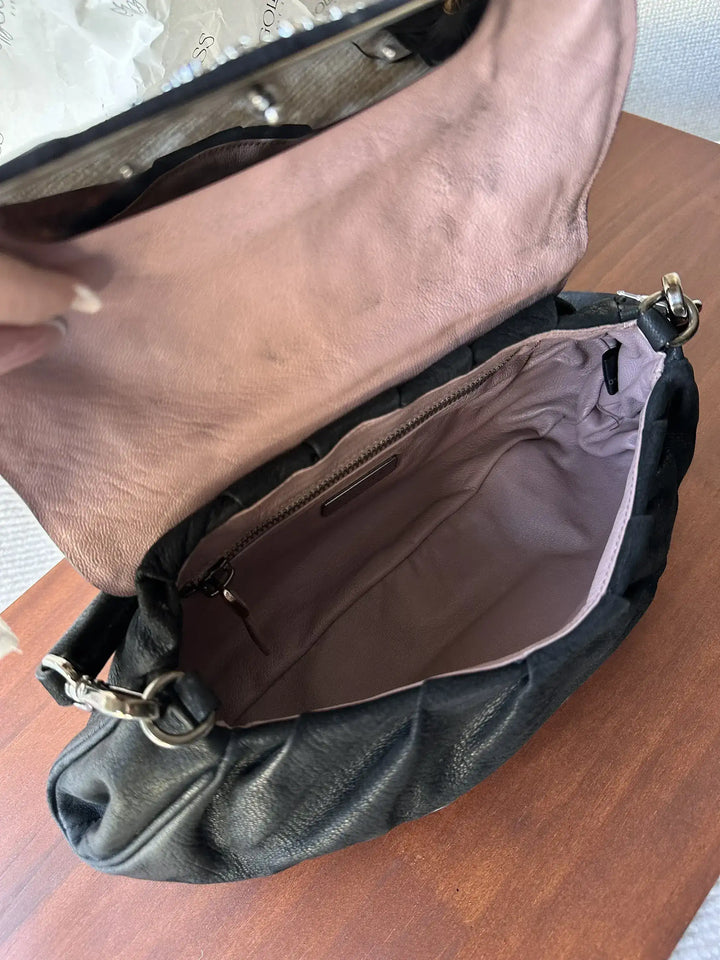 PRADA Special Edition Black Crystal Hobo｜Swarovski-Embellished Buckle × Matte Black Calfskin 🖤✨
