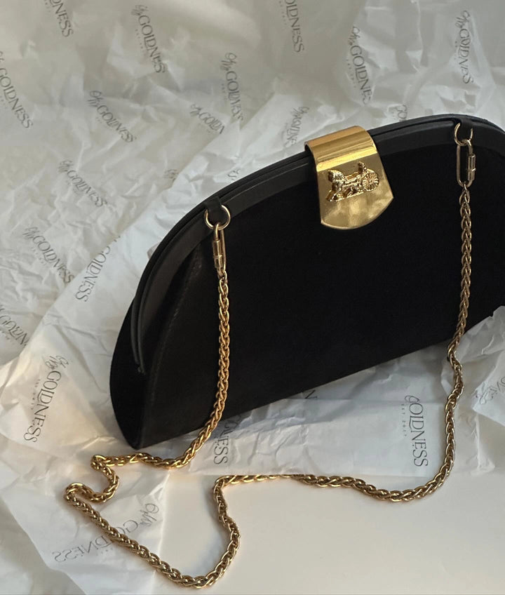 CELINE Black Suede Half-Moon Bag with 3D Carriage Clasp｜Elegant Vintage Versatility 🖤✨