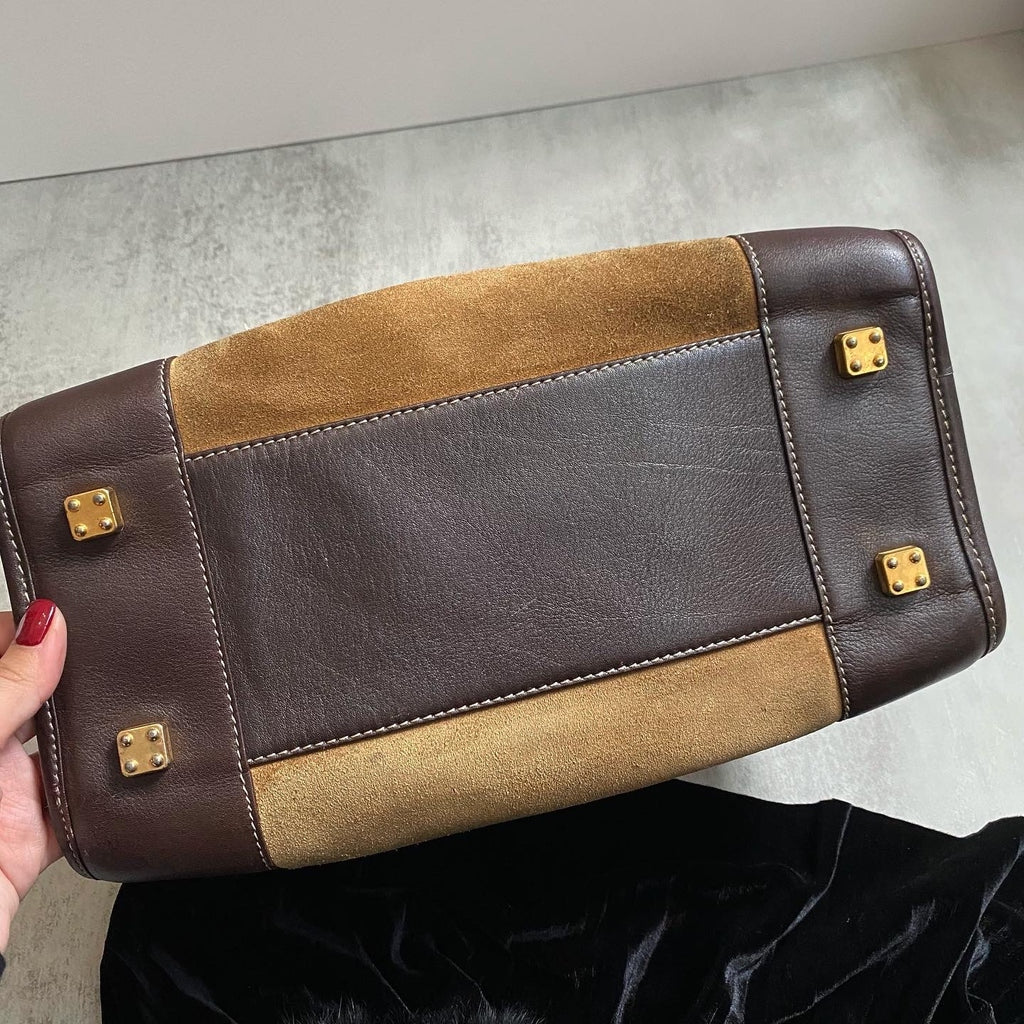 LOEWE Brown & Tan Suede Amazona｜Vintage “Biscuit” Colorway Top Handle Bag 🤎 Timeless & Practical Classic