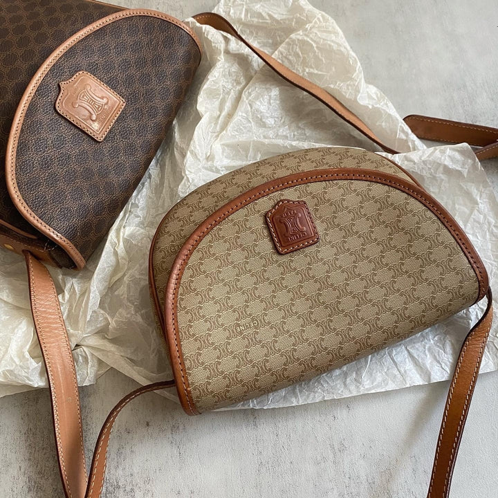 CELINE Monogram Half-Moon Crossbody Bag（Beige）｜Chic Versatility × Playful Curves 🌓✨