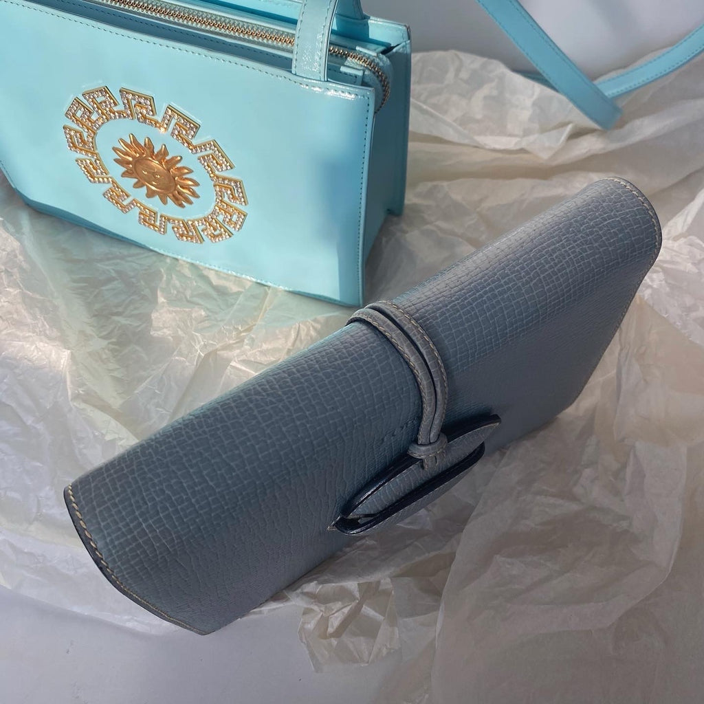 LOEWE Tiffany Blue Clutch｜Iconic Leaf Clasp × Compact & Convertible Elegance 💙🦋 Timeless Work-to-Event Piece