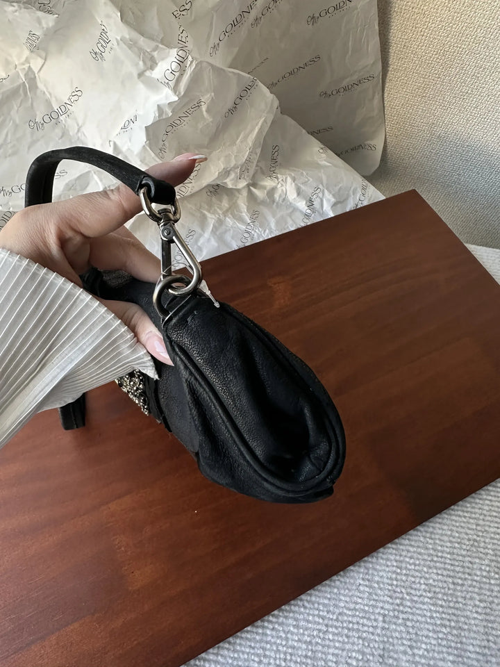 PRADA Special Edition Black Crystal Hobo｜Swarovski-Embellished Buckle × Matte Black Calfskin 🖤✨