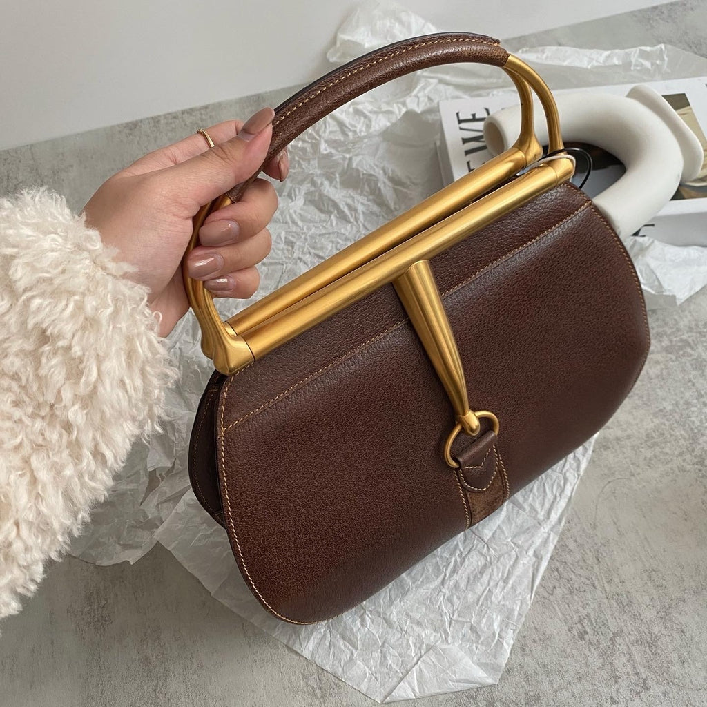 GUCCI Museum Horsebit Handbag in Chocolate Brown｜Rare Museum Edition × Timeless Equestrian Chic 🍷