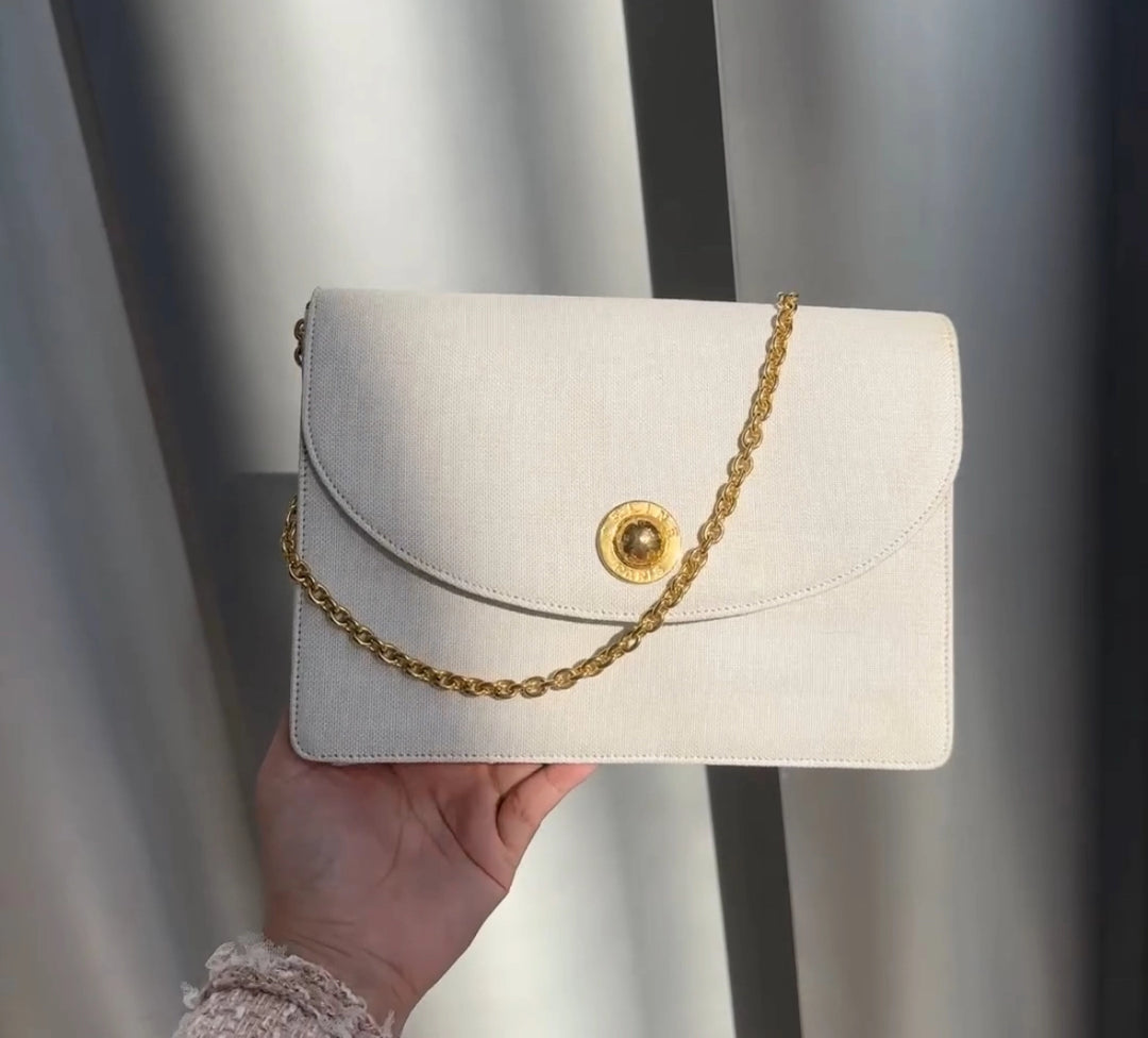 CELINE White Denim “Globe Coin” Bag｜Ultra-Rare Triple-Style Vintage Find ✨🤍