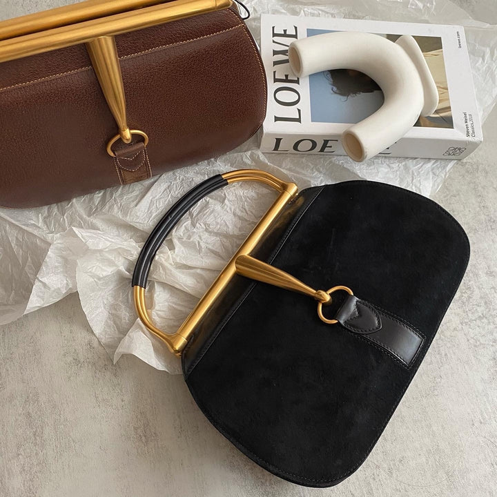 GUCCI Horsebit Museum Handbag in Black Suede｜Rare Museum Edition × Vintage Equestrian Elegance 🖤