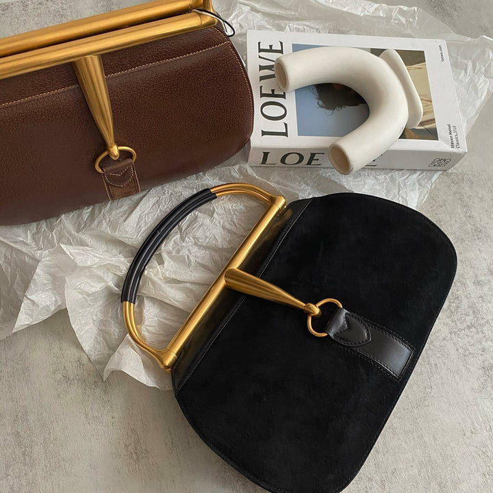 GUCCI Horsebit Museum Handbag in Black Suede｜Rare Museum Edition × Vintage Equestrian Elegance 🖤