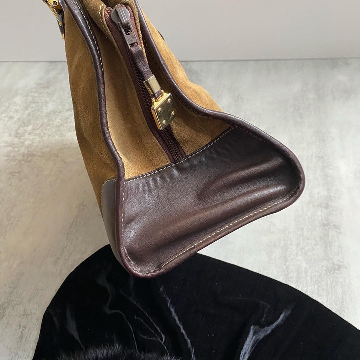 LOEWE Brown & Tan Suede Amazona｜Vintage “Biscuit” Colorway Top Handle Bag 🤎 Timeless & Practical Classic