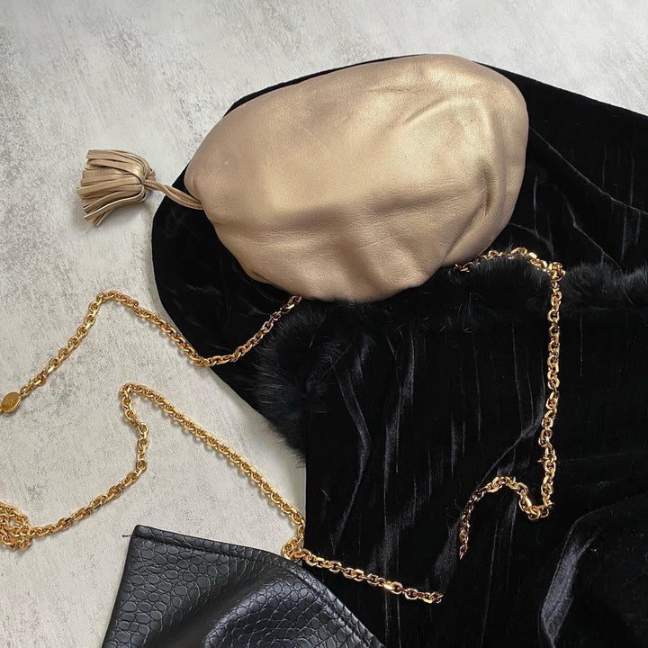 LOEWE Olive-Gold Cloud Kisslock Bag｜Mini Crossbody with Intricate Chain & Tassel Details ☁💛 Rare & Adorable