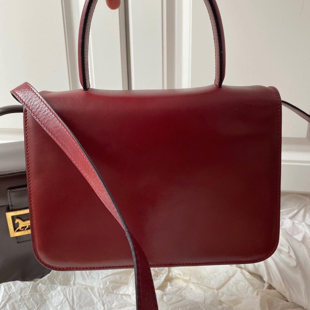 CELINE Carriage Silhouette Buckle Hand & Shoulder Bag（Burgundy）｜Rare Vintage × Timeless Elegance 🎠✨