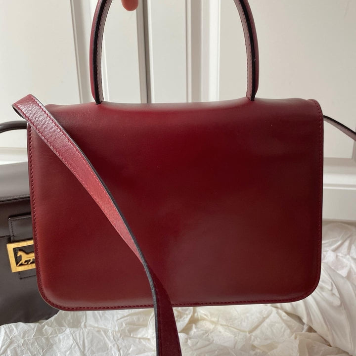 CELINE Carriage Silhouette Buckle Hand & Shoulder Bag（Burgundy）｜Rare Vintage × Timeless Elegance 🎠✨