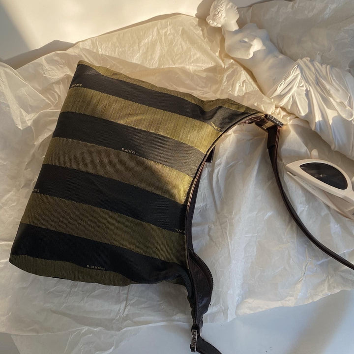 FENDI Crescent Nylon Underarm Bag (Army Green Stripes)｜Lightweight Versatility × Urban Casual 🌙