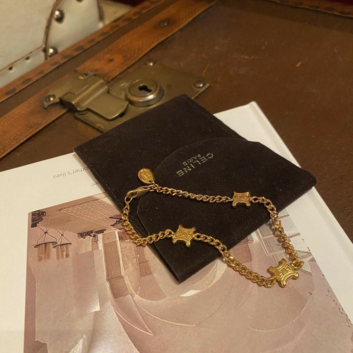 CELINE Triomphe Charm Gold Bracelet｜Delicate Parisian Accent × Everyday Elegance 💛✨