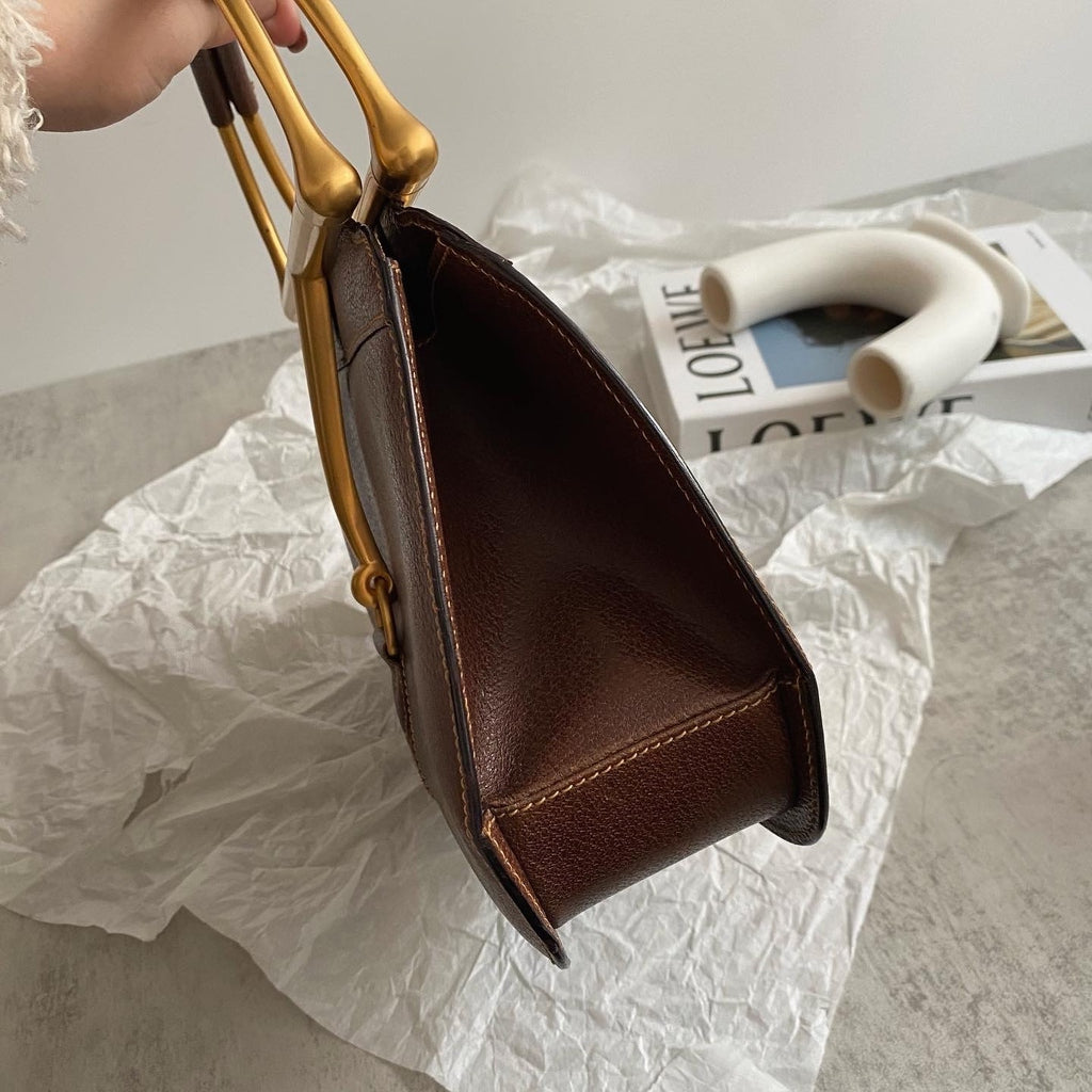 GUCCI Museum Horsebit Handbag in Chocolate Brown｜Rare Museum Edition × Timeless Equestrian Chic 🍷