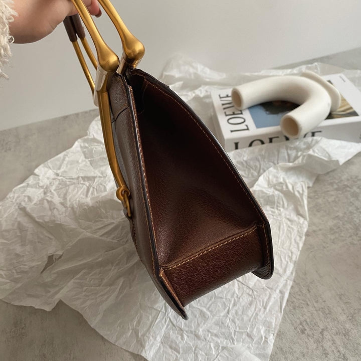 GUCCI Museum Horsebit Handbag in Chocolate Brown｜Rare Museum Edition × Timeless Equestrian Chic 🍷