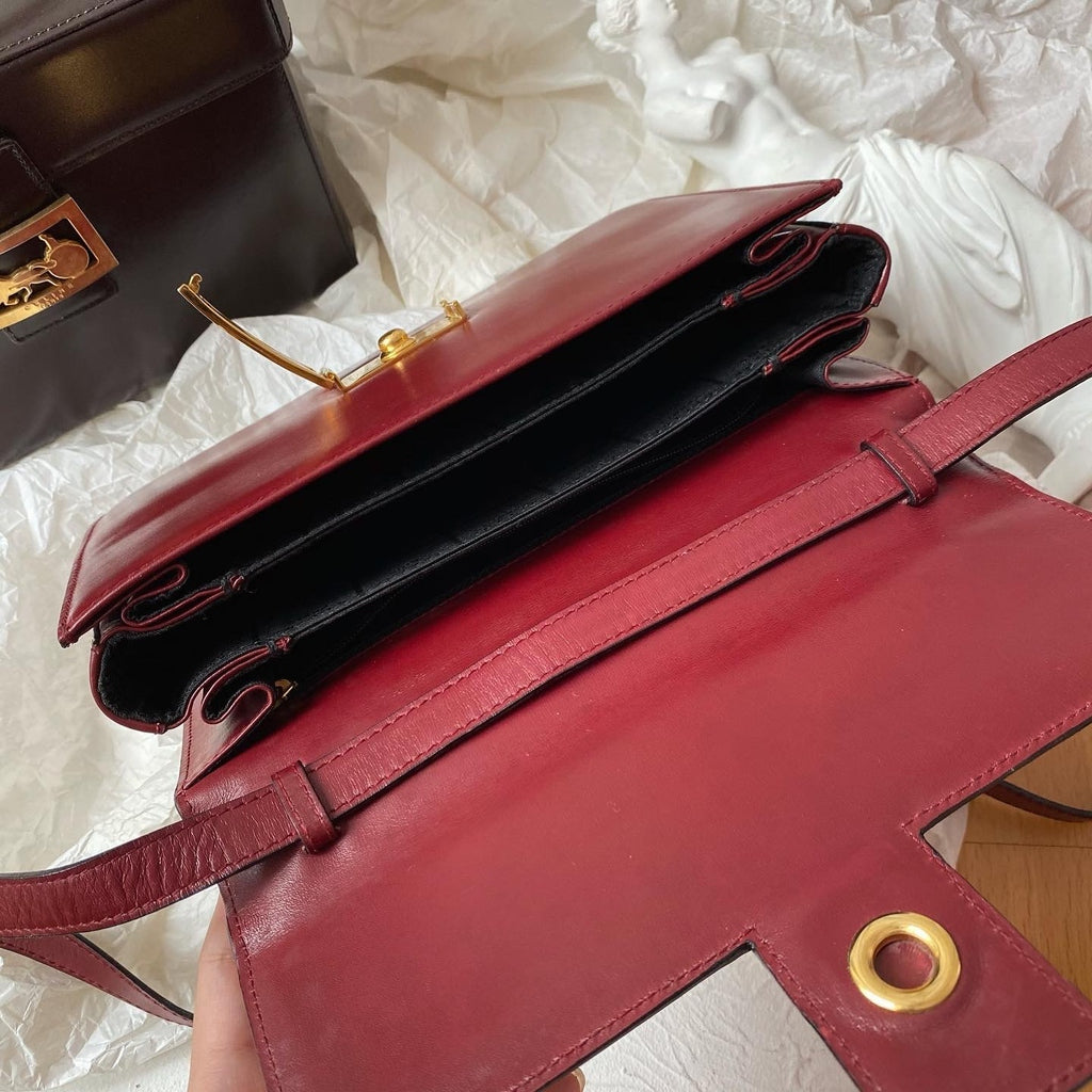 CELINE Carriage Silhouette Buckle Hand & Shoulder Bag（Burgundy）｜Rare Vintage × Timeless Elegance 🎠✨