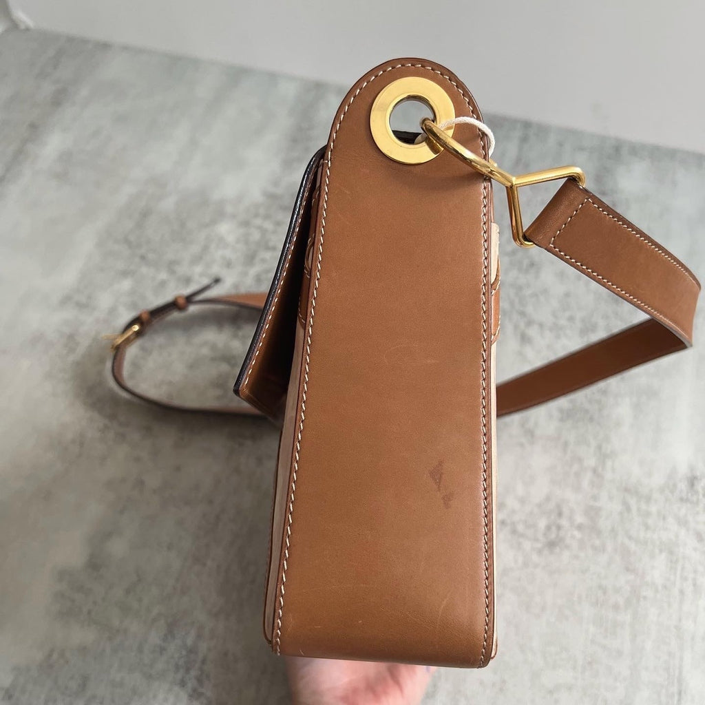 CELINE Calfskin & Haircalf Crossbody Bag（Camel × Beige）｜Playful Geometry × Casual Chic 🤎✨