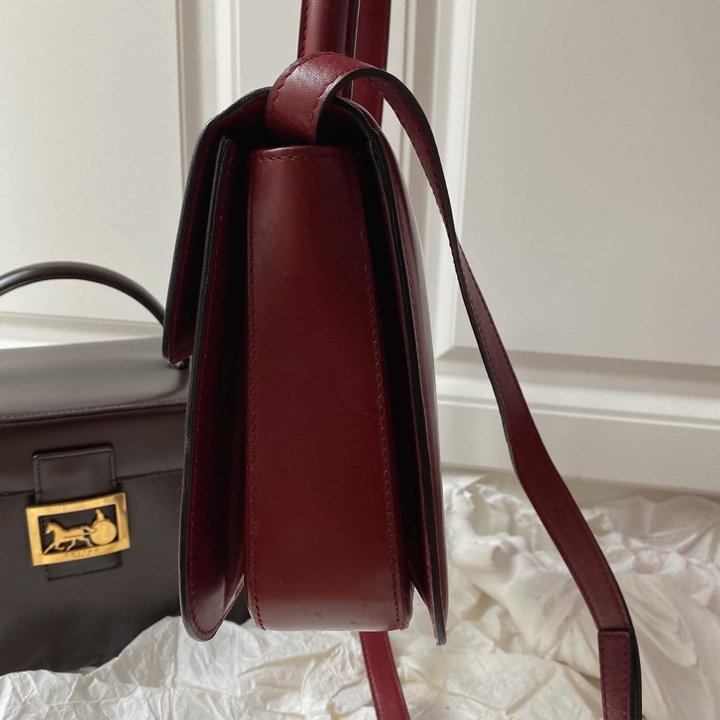 CELINE Carriage Silhouette Buckle Hand & Shoulder Bag（Burgundy）｜Rare Vintage × Timeless Elegance 🎠✨