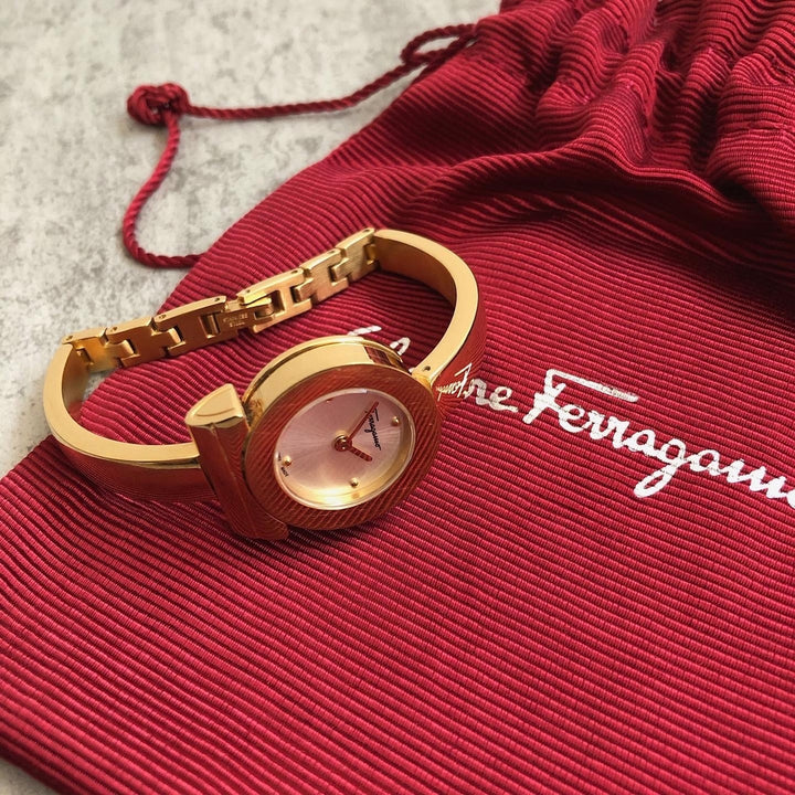 FERRAGAMO Gold-Tone Bangle Watch｜Rare Vintage × Timeless Shine ✨💛