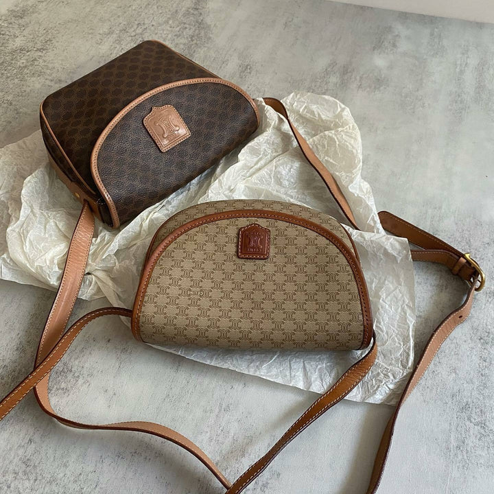 CELINE Monogram Half-Moon Crossbody Bag（Beige）｜Chic Versatility × Playful Curves 🌓✨