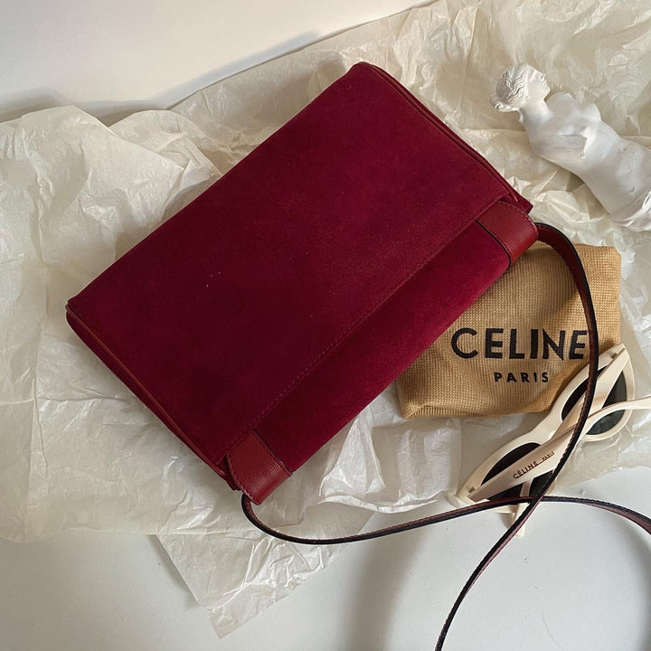 CELINE Suede Crossbody / Shoulder Bag（Burgundy）｜Vintage Simplicity × Effortless Pairing ♥️✨