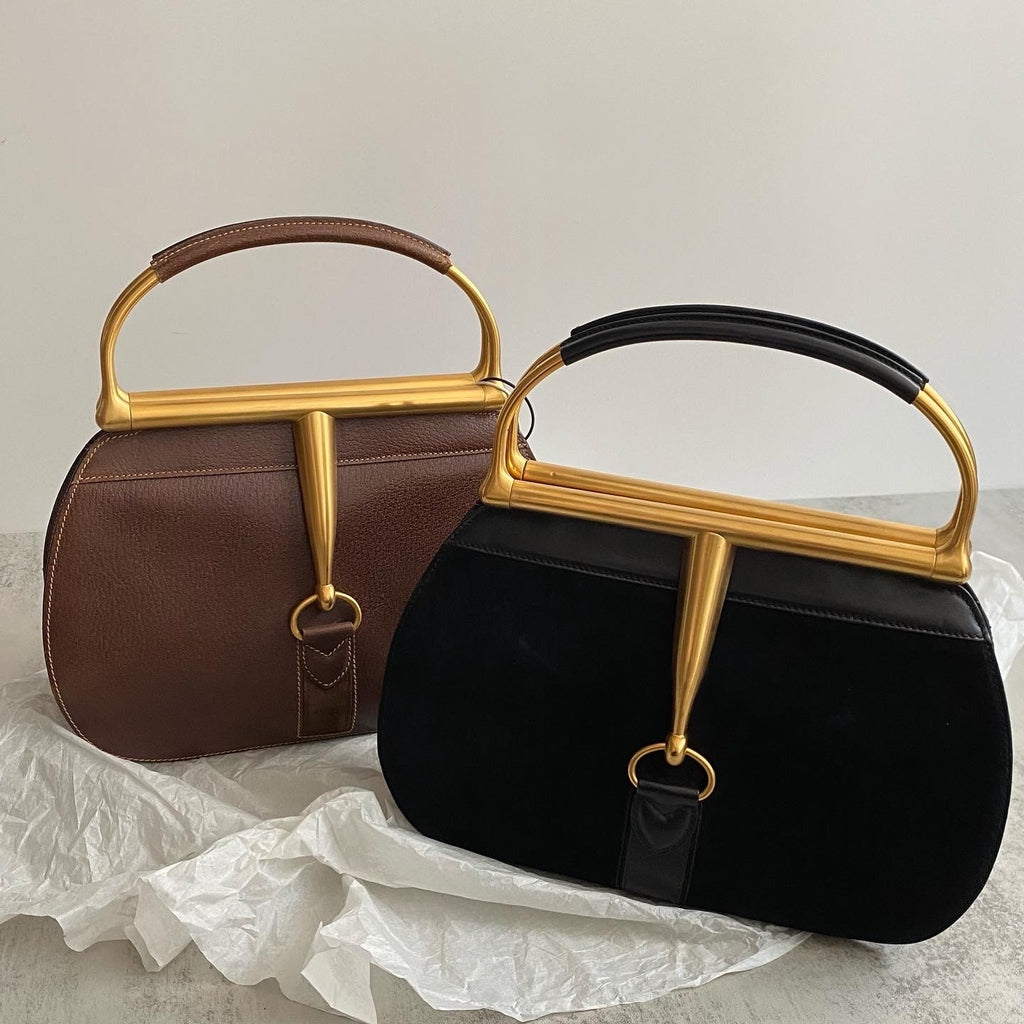 GUCCI Horsebit Museum Handbag in Black Suede｜Rare Museum Edition × Vintage Equestrian Elegance 🖤