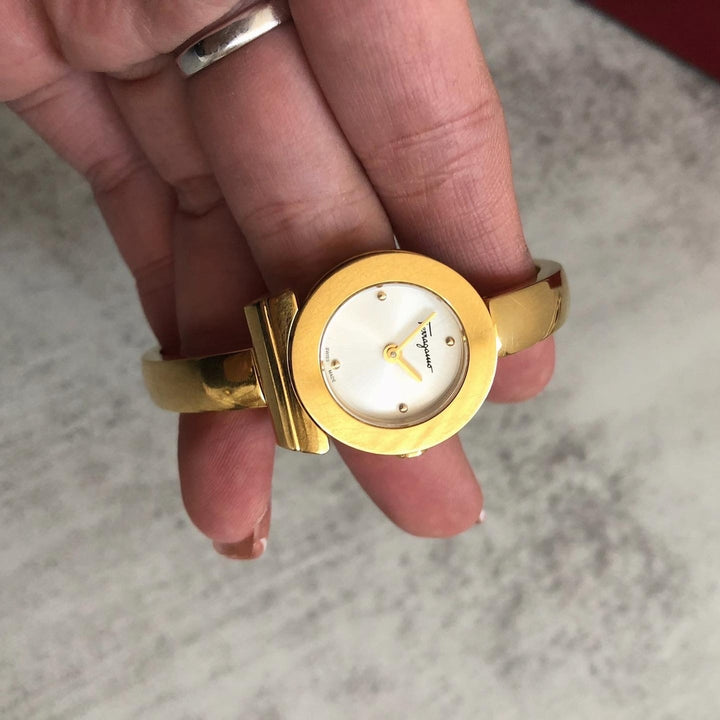 FERRAGAMO Gold-Tone Bangle Watch｜Rare Vintage × Timeless Shine ✨💛