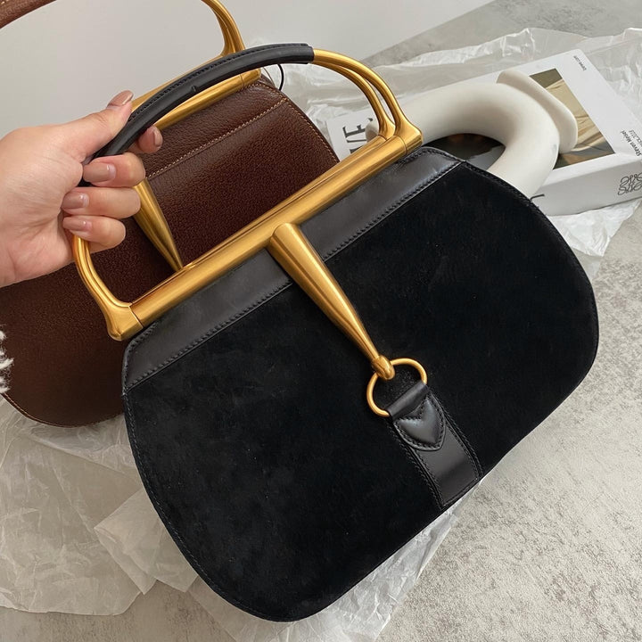 GUCCI Horsebit Museum Handbag in Black Suede｜Rare Museum Edition × Vintage Equestrian Elegance 🖤