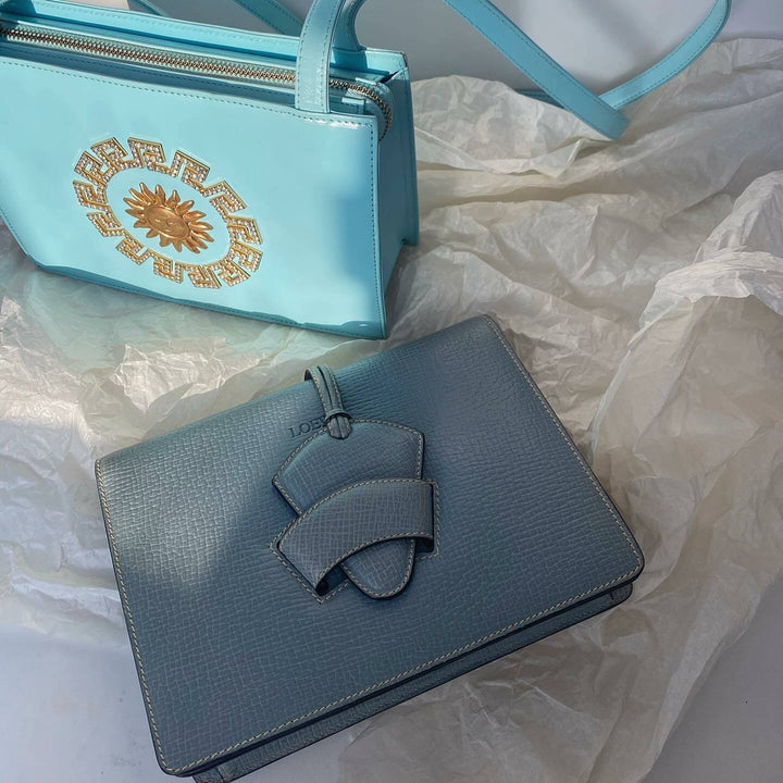LOEWE Tiffany Blue Clutch｜Iconic Leaf Clasp × Compact & Convertible Elegance 💙🦋 Timeless Work-to-Event Piece