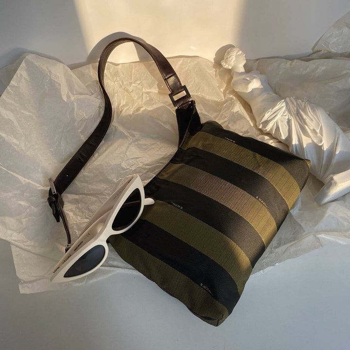 FENDI Crescent Nylon Underarm Bag (Army Green Stripes)｜Lightweight Versatility × Urban Casual 🌙