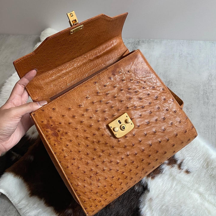 GUCCI Ostrich Leather Kelly Bag in Caramel｜Rare Ostrich Elegance × Statement Occasion Style 🧡