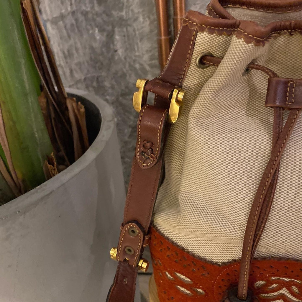 LOEWE Canvas × Suede Hunting Collection Bucket Bag｜Rare Two-Tone Vintage Bucket with Rustic Charm 🏹 Collector’s Piece