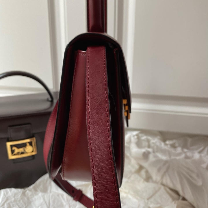 CELINE Carriage Silhouette Buckle Hand & Shoulder Bag（Burgundy）｜Rare Vintage × Timeless Elegance 🎠✨