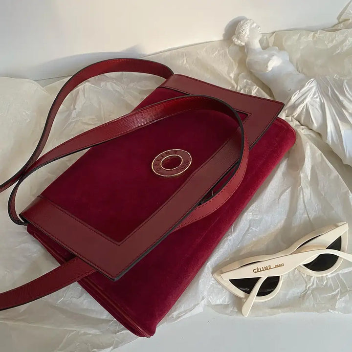CELINE Suede Crossbody / Shoulder Bag（Burgundy）｜Vintage Simplicity × Effortless Pairing ♥️✨