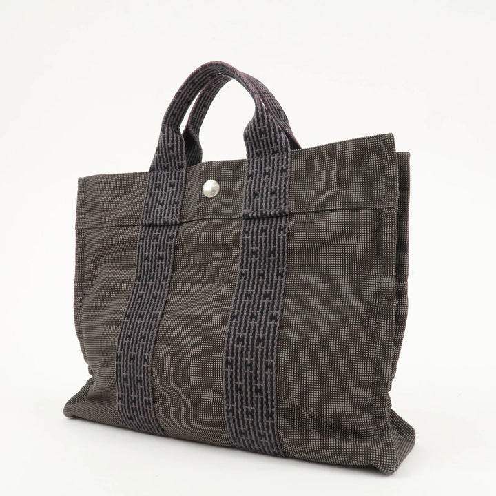 Hermes Herline PM Nylon Canvas Tote Bag Hand Bag Black