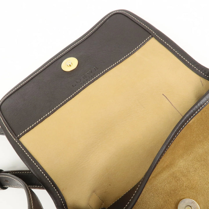 LOEWE Anagram Suede Leather Shoulder Bag Crossbody Bag Brown