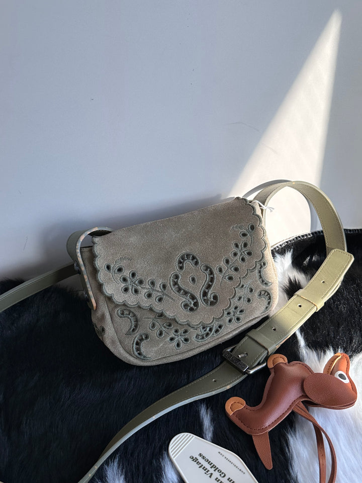 Chanel Limited Edition Suede Messenger Bag 🤎｜Mini Size・Western Cutwork Embroidery・Rare Collectible
