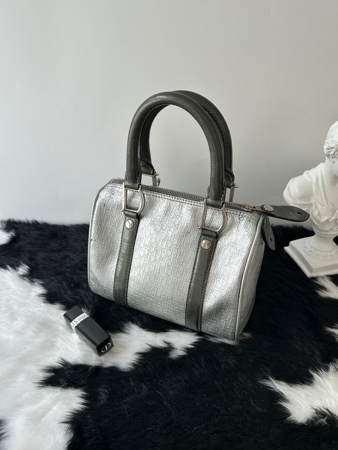 Dior Mini Boston Bag 🩶✨｜Nano Size・Silver Monogram・Rare Color